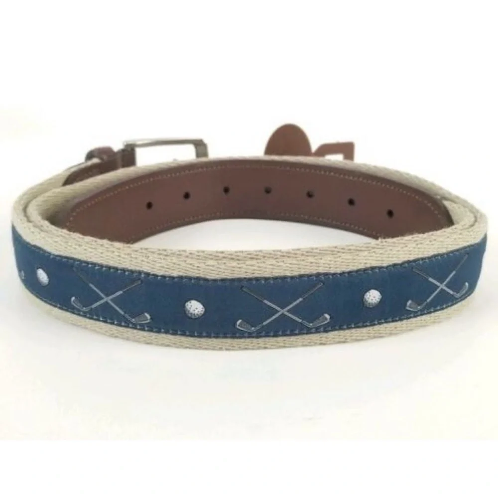 Tommy Bahama Golf Club Ball Print Canvas Belt